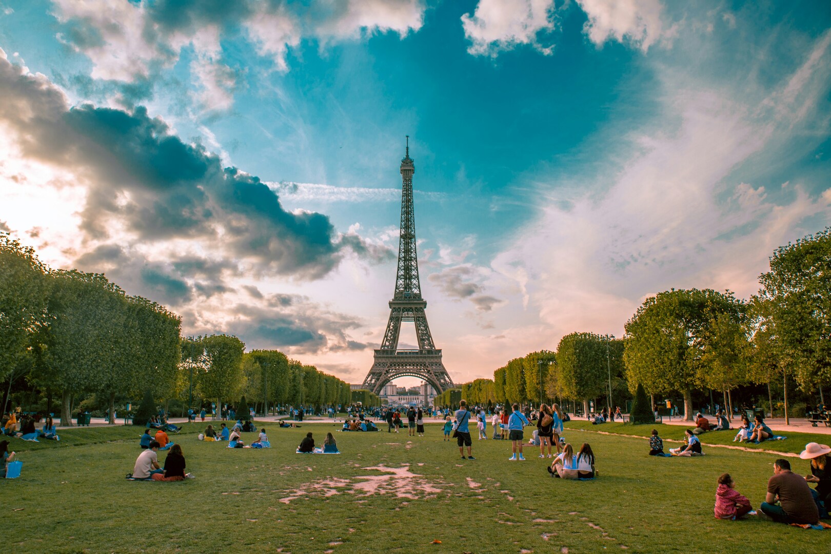 Champ de Mars Gardens and Eiffel Tower